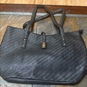Elegant Black Woven Tote Bag